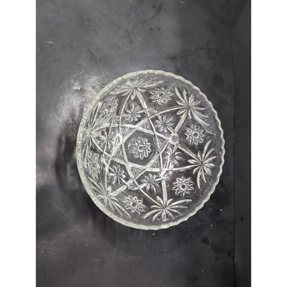 Anchor Hocking Star Glass Bowl‎ Clear Prescut Fruit, Salad, 10.5" Large, Vintage - Picture 2 of 9